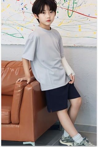 Kids’ Casual Grey T-Shirt & Shorts Set
