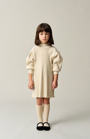 Girls’ Cream Knit Sweater Dress